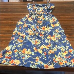 Johnny Was Blue Floral Silk Dress